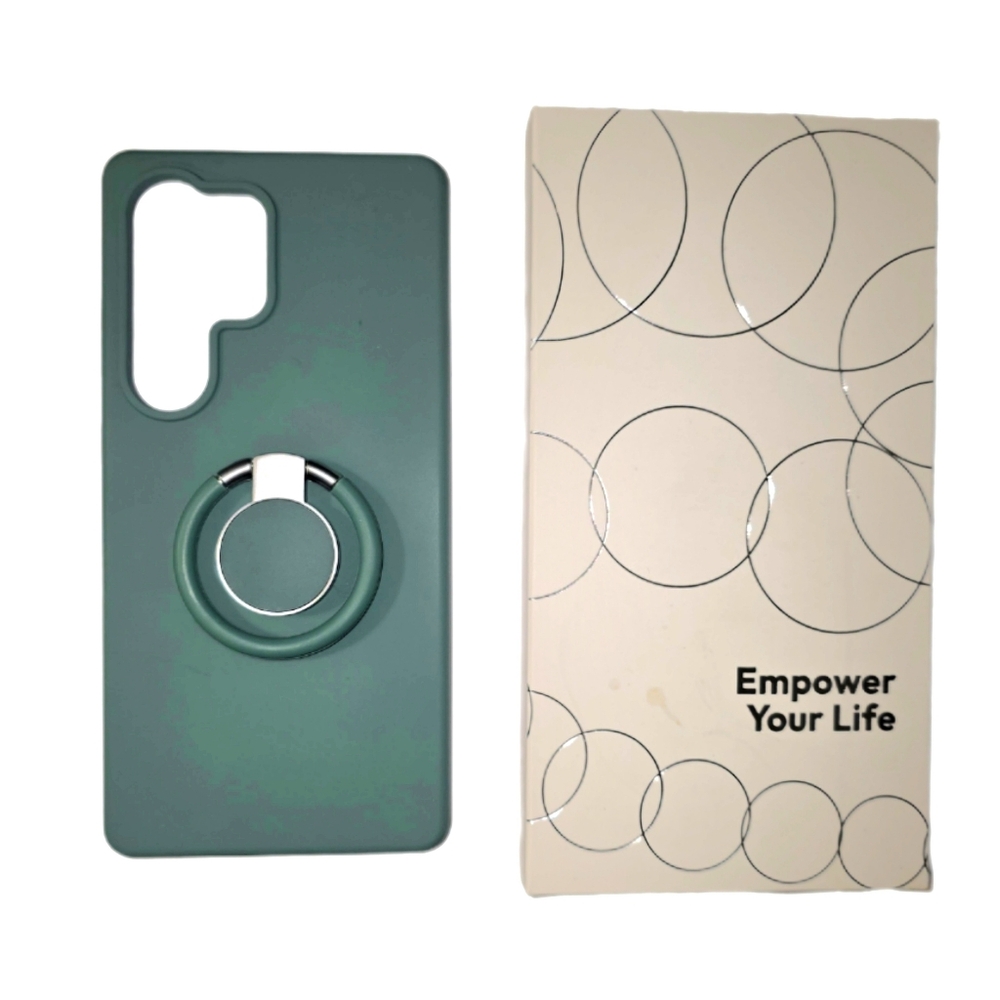 Liquid Silicone S25 Ultra Case with 360° Swivel Ring & Privacy Screen Shield